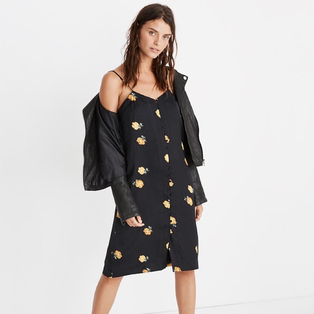 Madewell floral button slip dress